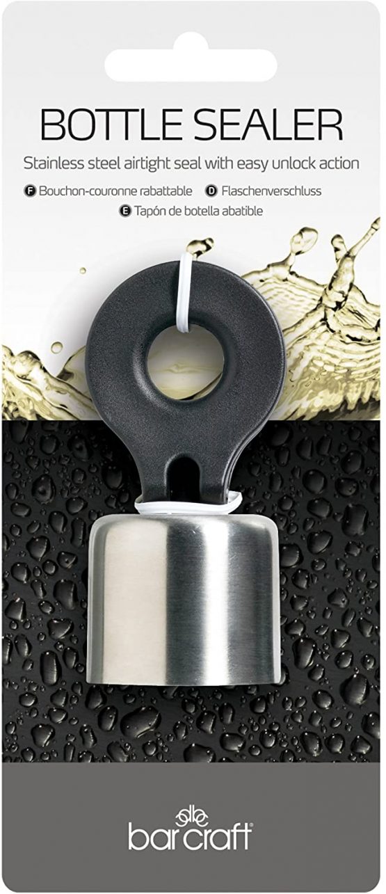 BarCraft Wine Bottle Stopper with Flip Top Ring Pull, Stainless Steel, 8.5 cm - Image 3