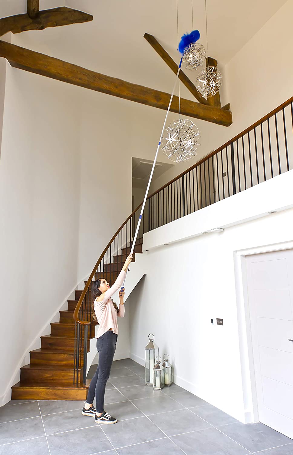 WinHux Extendable Feather Duster, Extra Long Telescopic Dusting Tool with Bendable Washable Head - Image 2