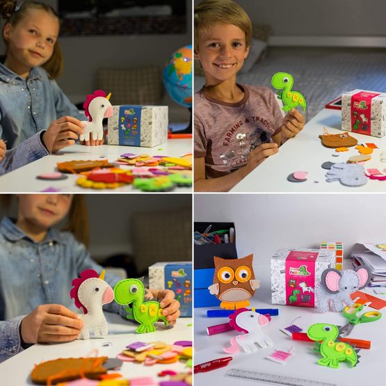 Happy Felties JUMBO Pack (8 Figures) - Felt Animal Crafting Sewing Kit - Fun DIY Stuffed Animal Craft for Kids Boys and Girls - Image 3