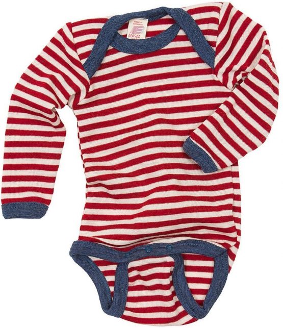 Engel Bodysuit 100% Merino Wool Body t-Shirt Underwear (86/92 (12-24 Months), Red Melange/Natural)