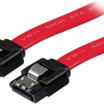 StarTech 12in Latching SATA Cable - SATA cable - Serial ATA 150/300/600 - SATA (R) to SATA (R) - 1 ft - latched - red - LSATA12