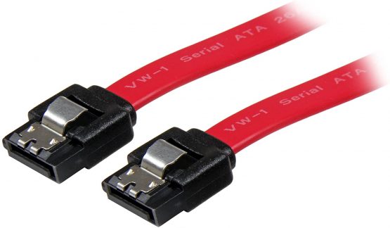 StarTech 12in Latching SATA Cable - SATA cable - Serial ATA 150/300/600 - SATA (R) to SATA (R) - 1 ft - latched - red - LSATA12