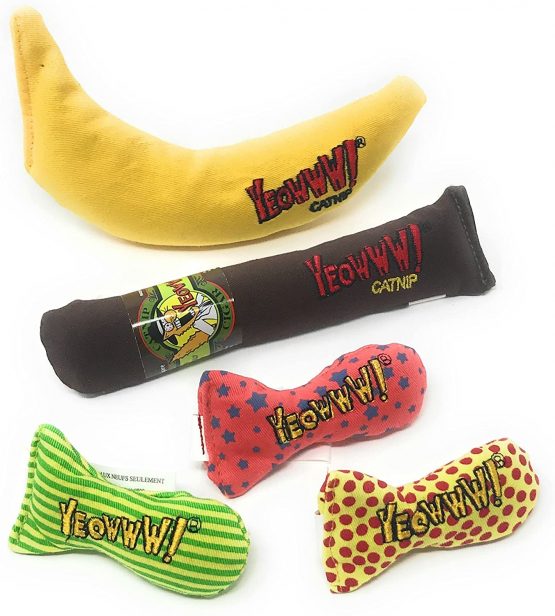 YEOWWW Very Strong Organic Catnip Cat Toys (1x Cigar 1x Banana 3x Stinkies) - Image 2