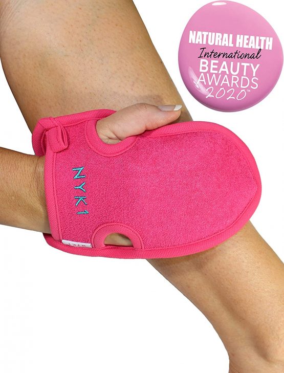 CLEANSING Body Exfoliator Exfoliating Glove (Dead Skin Remover) Exfoliating Mitt Tan Remover Exfoliating Body Scrub Exfoliator - Exfoliating Gloves for Bath Shower Body Scrub Exfoliating Sponge (Pink)