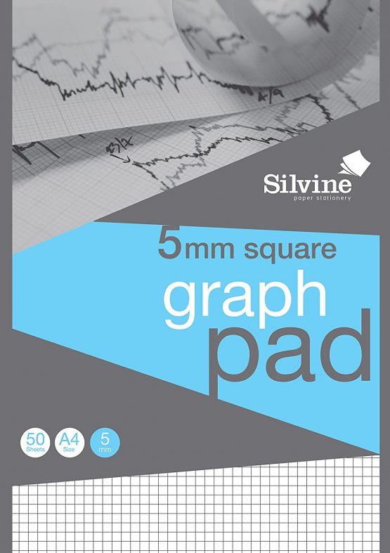 Silvine A4 Professional Graph Pad 5mm Squared 50 Sheets 90gsm