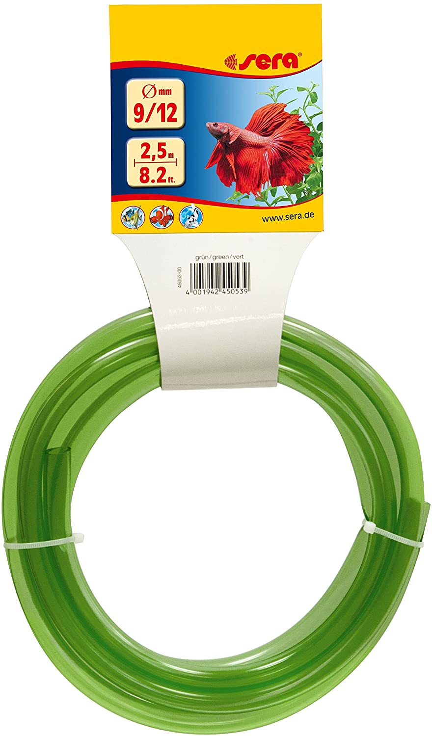 sera 45053 Hose for Aquarium 9/12 2.5 m Green, K. A, 2.5 meters