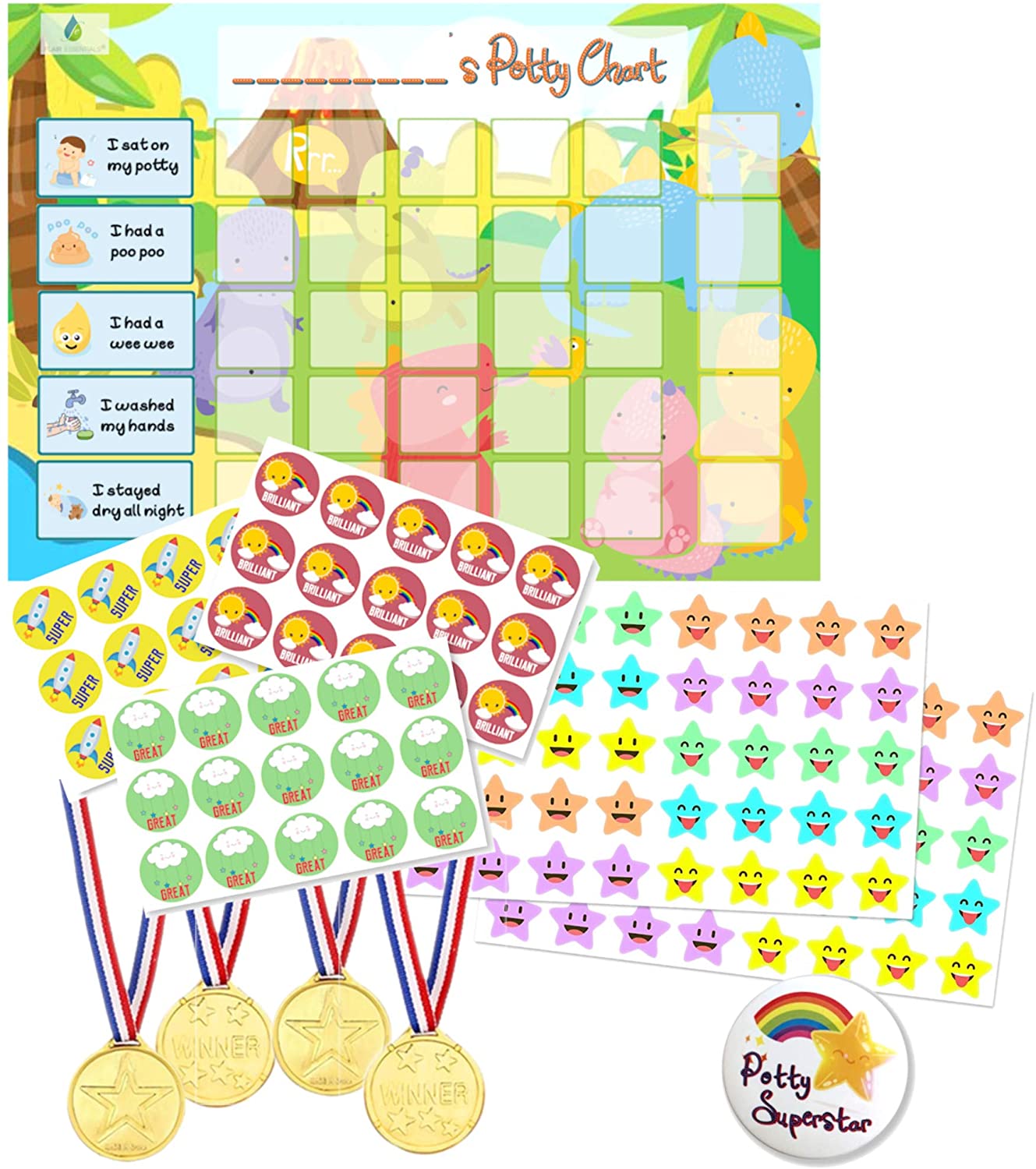 Potty Training Reward Chart Dinosaurs Toilet Training Star Chart for