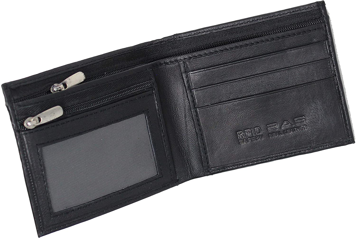 RAS Men’s RFID Blocking Slim Leather Wallet, Classic Bifold with Zipped Note Compartment, Coin Pocket, Tap-and-Go Slot - Image 2