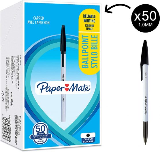 Paper Mate 045 Ballpoint Pens | Medium Point (1.0 mm) | Black Ink | 50 Count