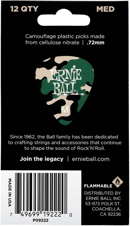 Ernie Ball P09222 Camouflage Cellulose Medium bag of 12 - Image 2