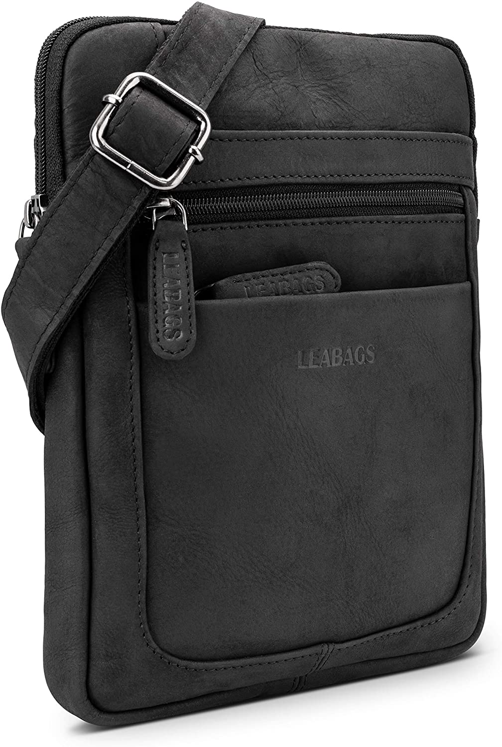 LEABAGS Detroit Leather Shoulder Bag I Small Genuine Buffalo Leather Shoulder Bag with Vintage Look I Messenger Bag I Office Bag I Business Bag I Men's Handbag I 21x26x2 cm - Image 2