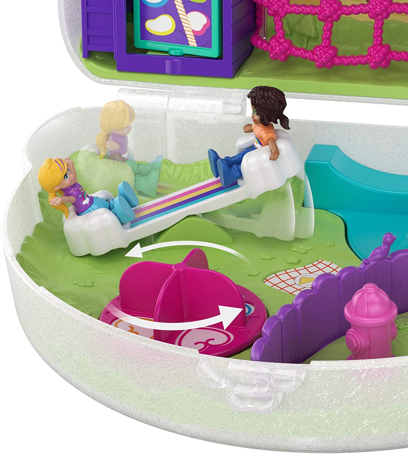 Polly Pocket Rainbow Dream Wearable Purse Compact with 8 Fun Features, Micro Polly and Shani Dolls - Image 3