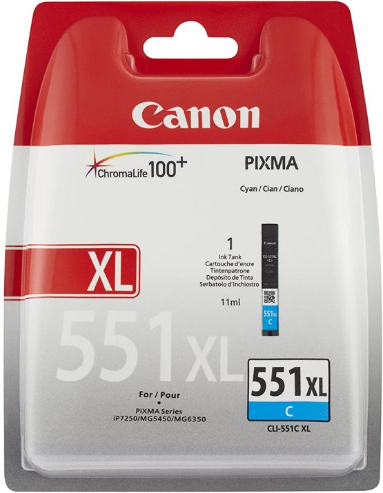 Canon CLI-551C XL C Ink Cartridge in Blister Packaging with Security Cyan