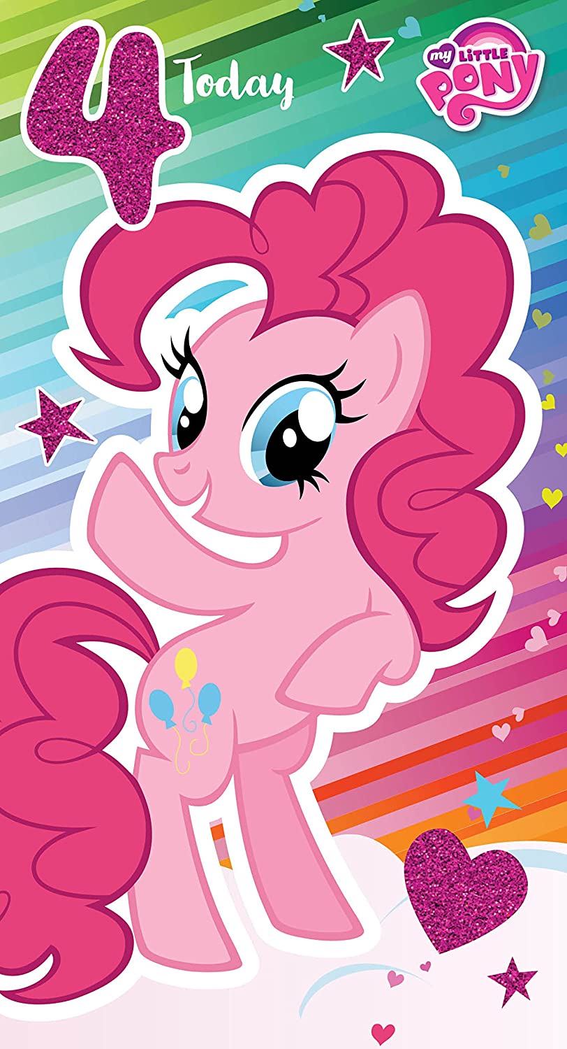 My Little Pony MP011 "Happy 4th Birthday. Hope Your Day Is Bursting With Fun!" Greeting Card, Multi