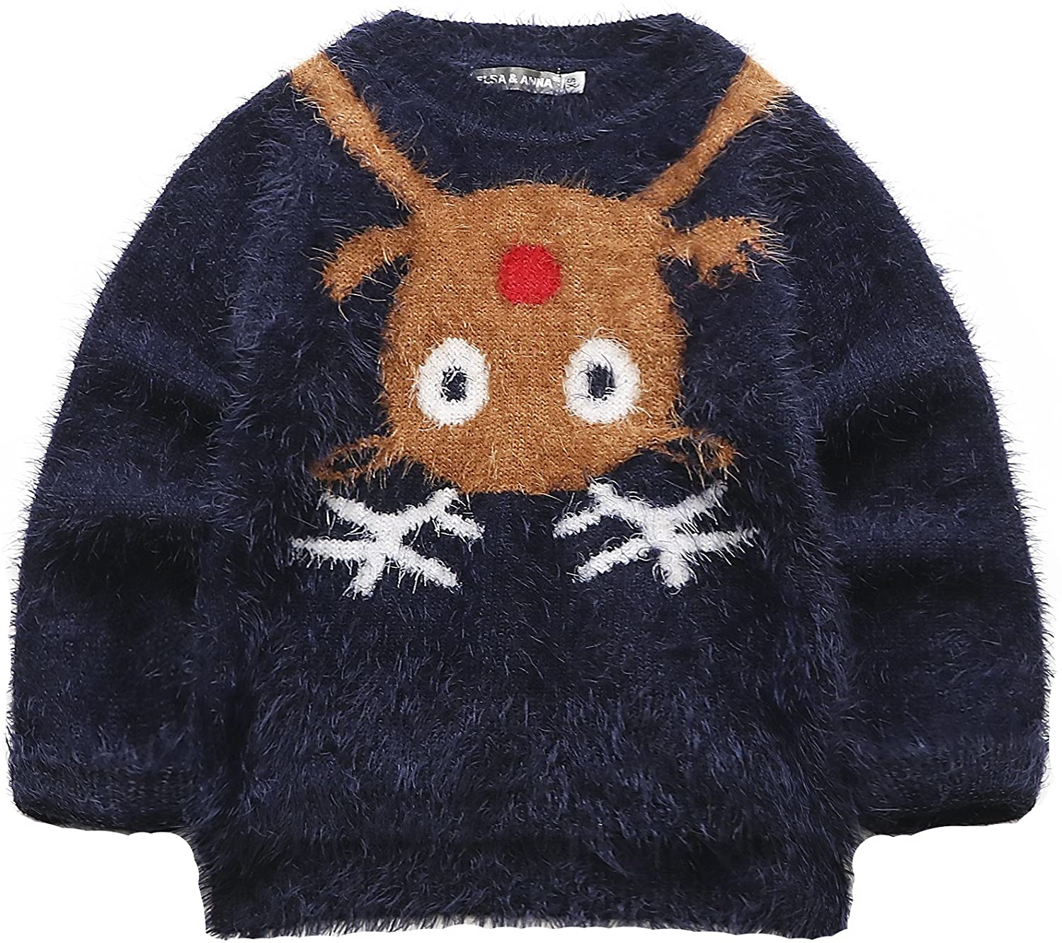 ELSA & ANNA UK Girls Children Kids Christmas Jumper Girls Xmas Jumpers Sweater BLUJUM12 (Blue, 11-12 Years)