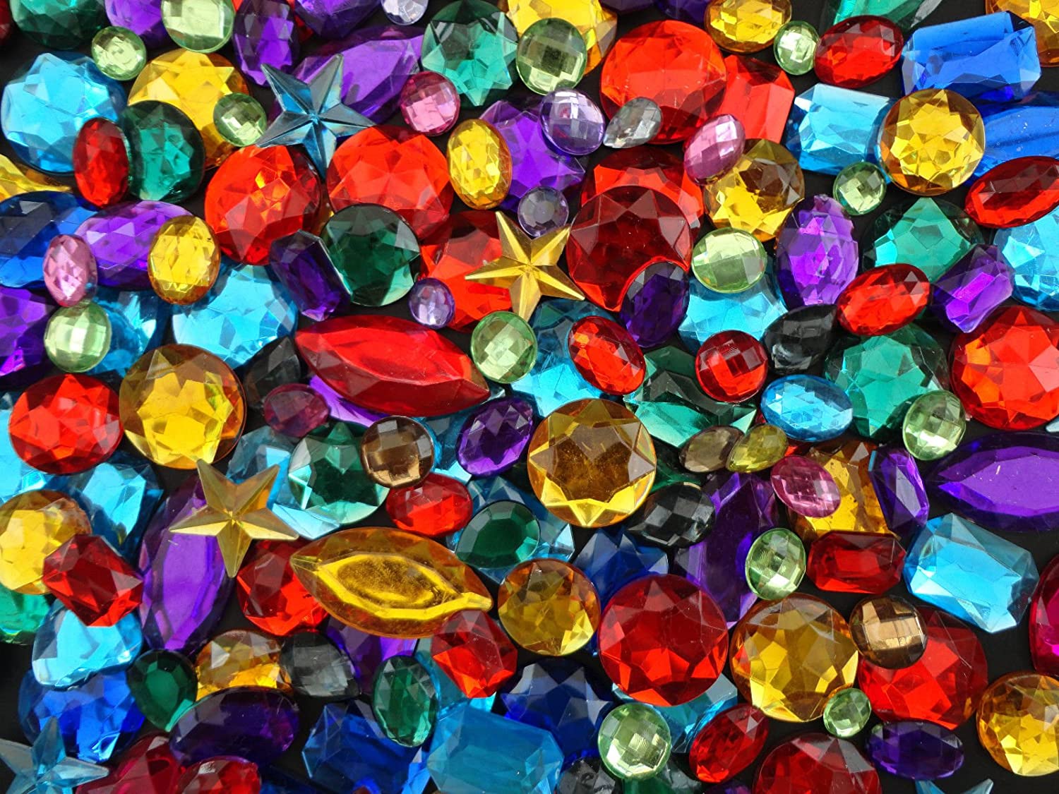 Mixed Acrylic Jewels Gemstones Card Making Crafts Embellishments Large - Bag Size: 100G, Multi - Image 3
