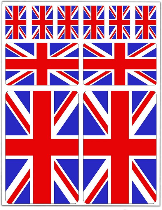 Biomar Labs® 10 x Vinyl Stickers Set Decals UK Union Jack England National Great Britain Flag Car Motorcycle Helmet D 24