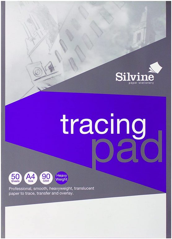 Silvine A4 Heavyweight 90gsm Professional Tracing Pad 50 Sheets, A4TPR