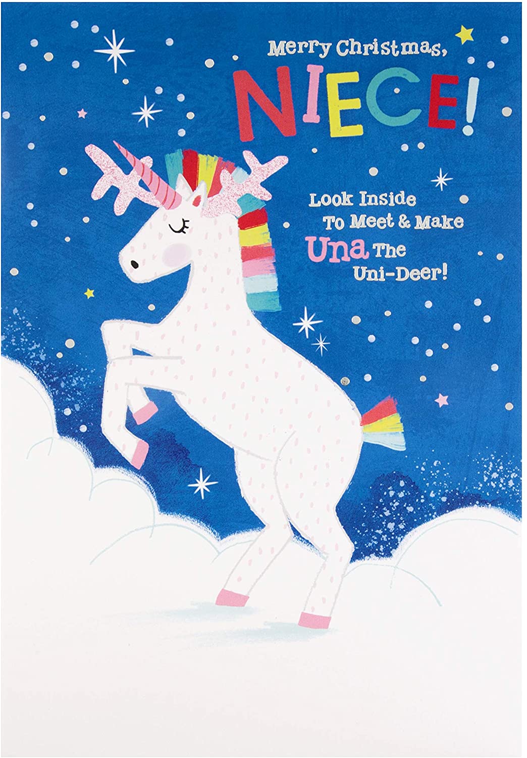 Hallmark Christmas Activity Card For Niece - Unicorn Finger Puppet Design, Multicoloured