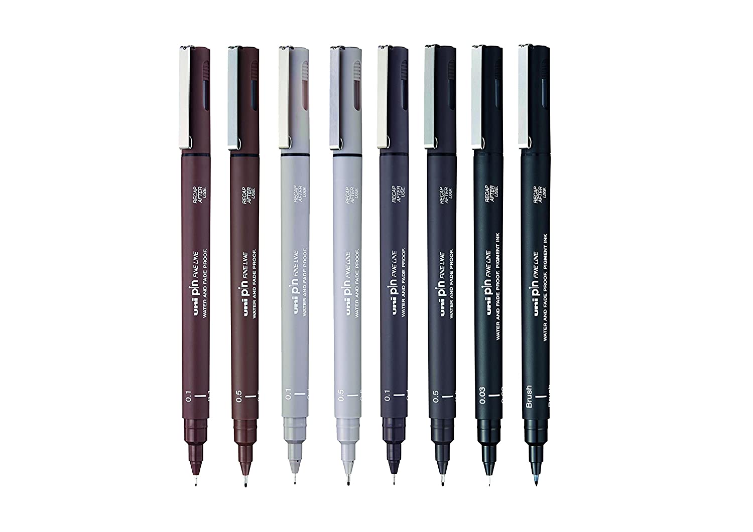 uni-ball Drawing Pen, Sepia, Black, 8, grey, 8 count (Pack of 1) - Image 2