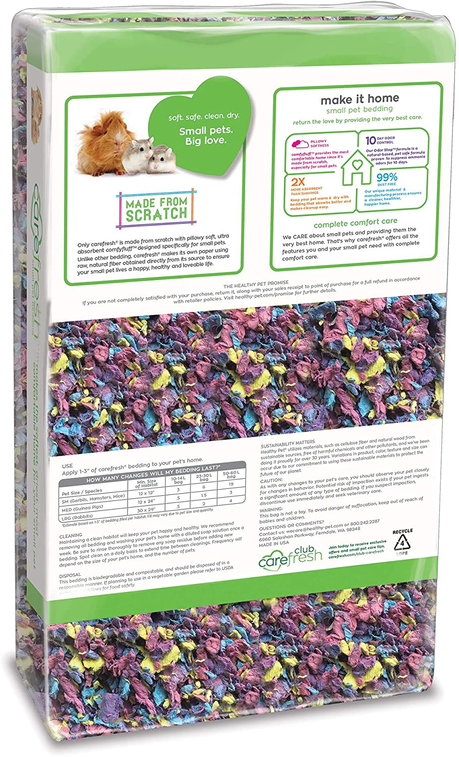 carefresh Dust-Free Confetti Natural Paper Small Pet Bedding with Odor Control, 10 L - Image 2