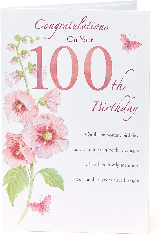 Uk Greetings 100th Birthday Card Birthday Card For Women Delicate