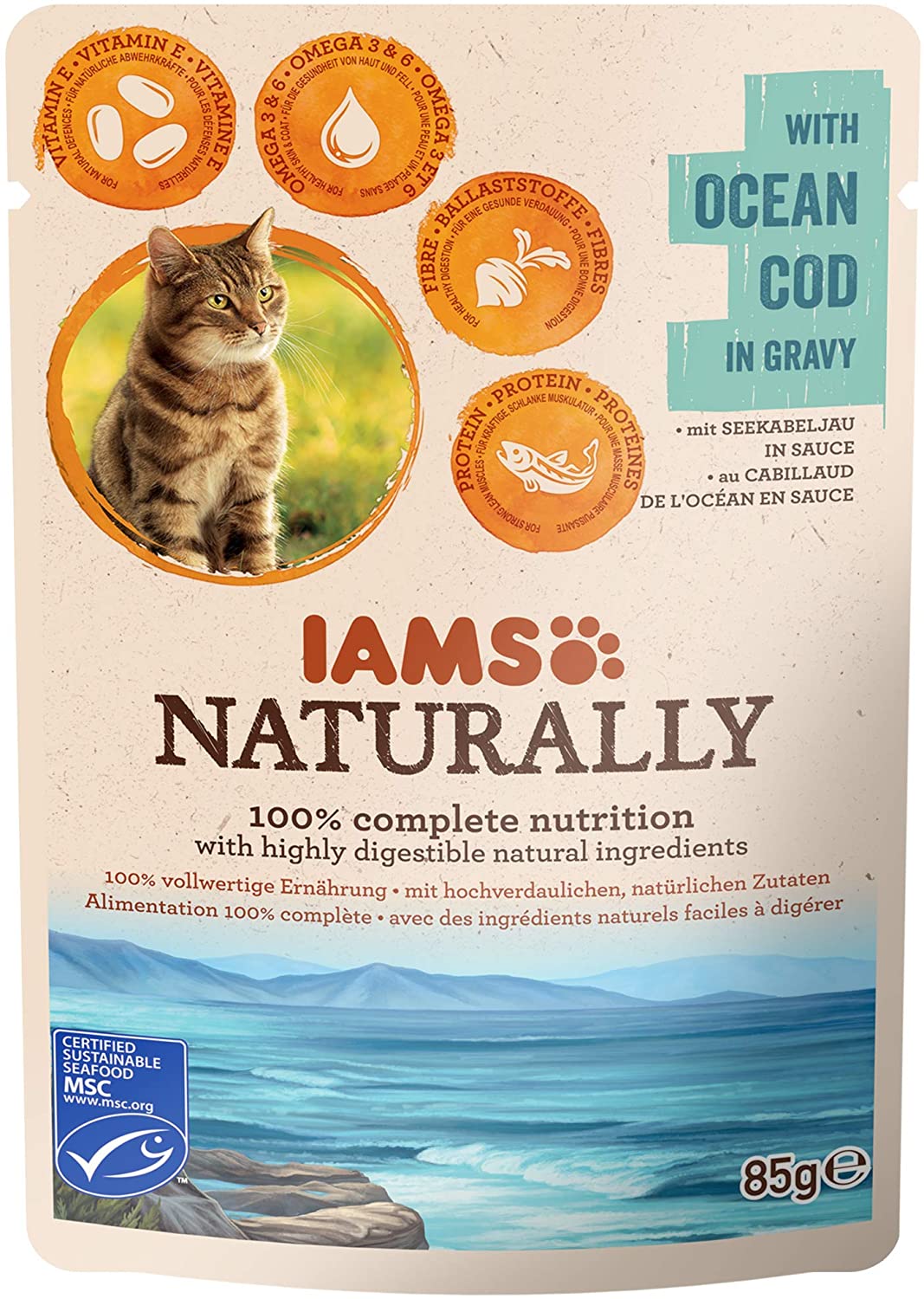 Iams Naturally Adult Cat With Ocean Cod In Gravy, 85 g, 85 g (Pack of 1)