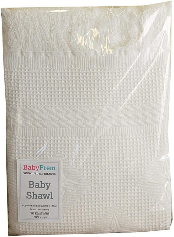 BabyPrem Baby Large Soft Acrylic Stars Shawl Blanket 122 x 122cm White - Image 2