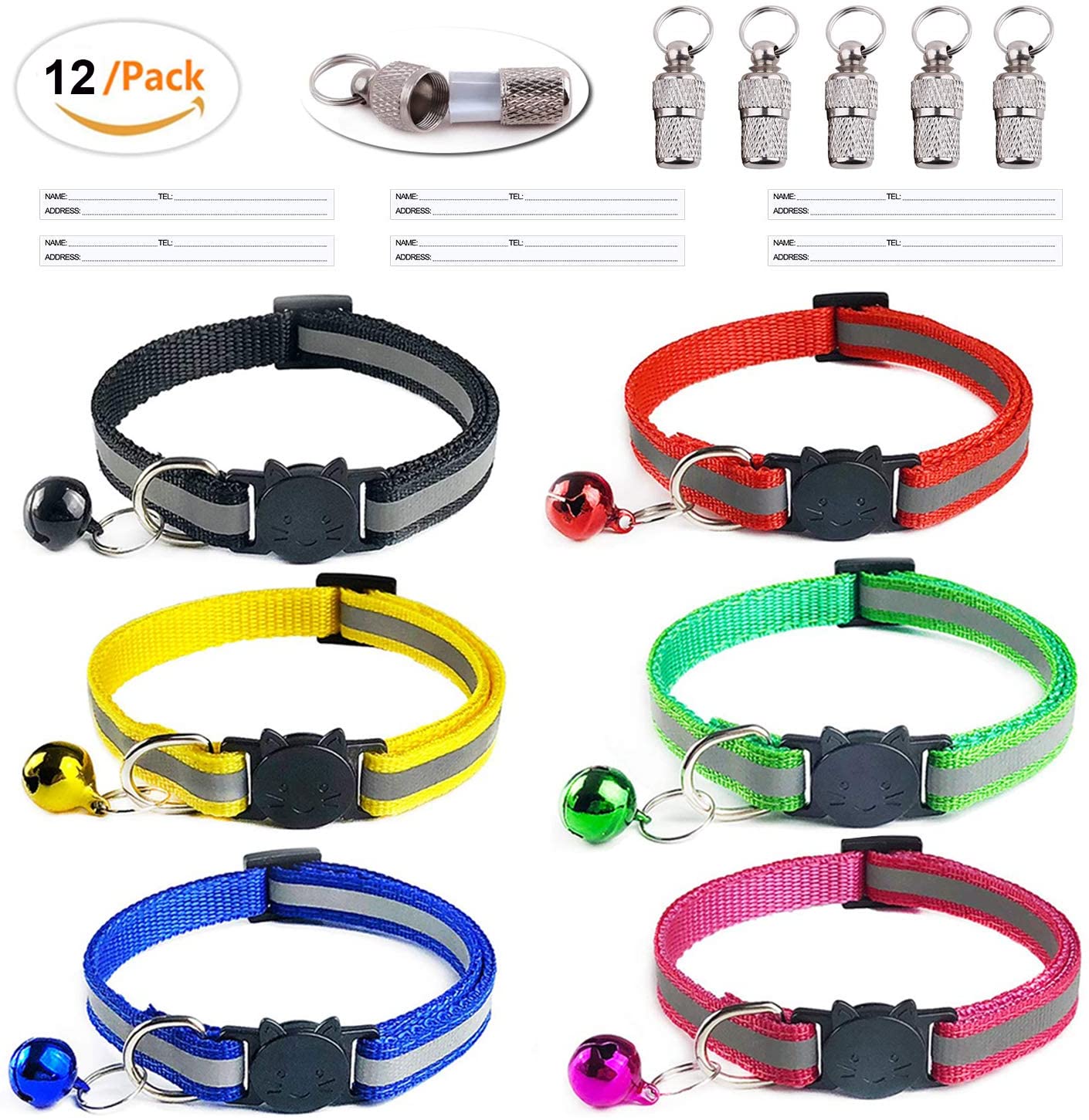 Reflective Cat Collars With Bell and Removable Bow Tie ,6 Adjustable