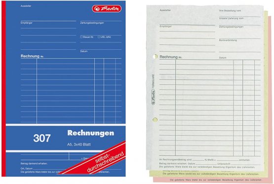 Herlitz 888545 Accounts Book A5 307 3X 40 Self-Duplicating Pages - Image 2