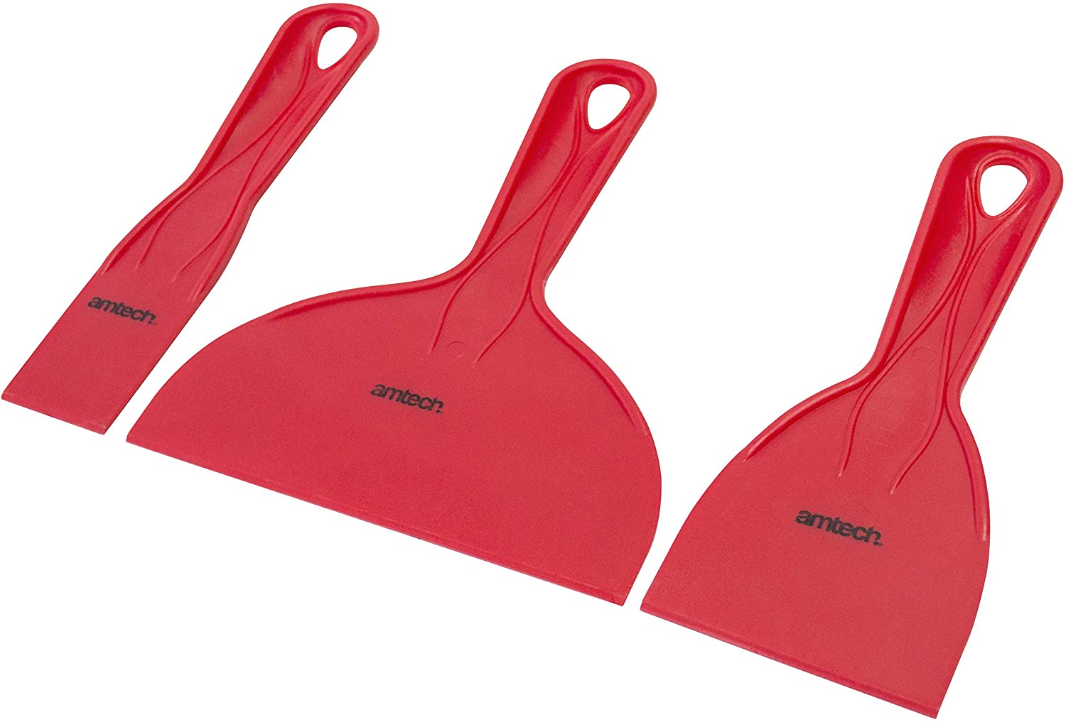 Amtech G0948 Filler Knife Set, 3 Piece Scraper Kit, 38mm, 75mm, 150mm, Paint Remover, Red, 3pcs