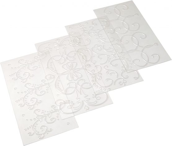Cake Boss Plastic Baking Fondant Imprint Mats Set , 4-Piece - Transparent - Image 2