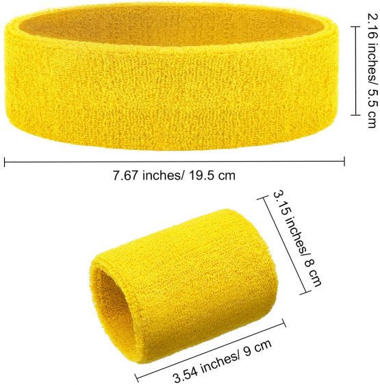 Bememo 6 Pieces Striped Sweatbands Set, Includes 2 Pieces Sports Headband and 4 Pieces Wristbands Sweatbands Colorful Striped Sweatband Set for Men and Women - Image 3