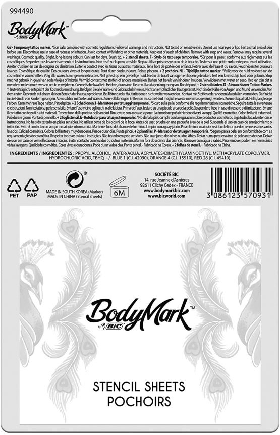 Bodymark By Bic Temporary Tattoo Markers and Stencils, Henna Vibes Kit - Assorted Colours, Pack of 3+2 - Image 3
