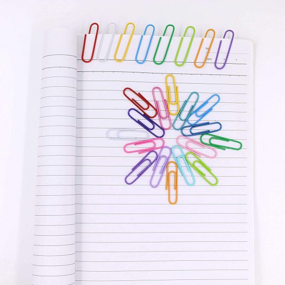 OKVGO 500pcs Coloured Paper Clips with Plastic Box of Paper Clamps for Office Stationery 33mm 20 Colors Multicoloured - Image 4