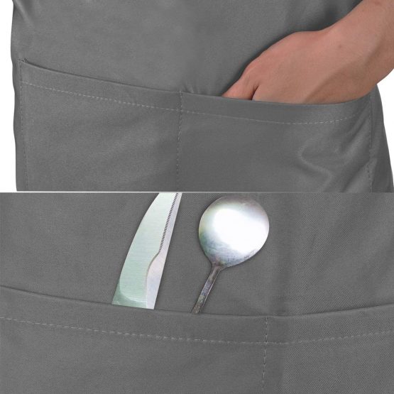 Viedouce 2 Packs Apron Cooking Kitchen Waterproof,Adjustable Chef Apron with Pockets for Home,Restaurant,Craft,Garden,BBQ,School,Coffee House,Apron for Men Women (Gray) - Image 3