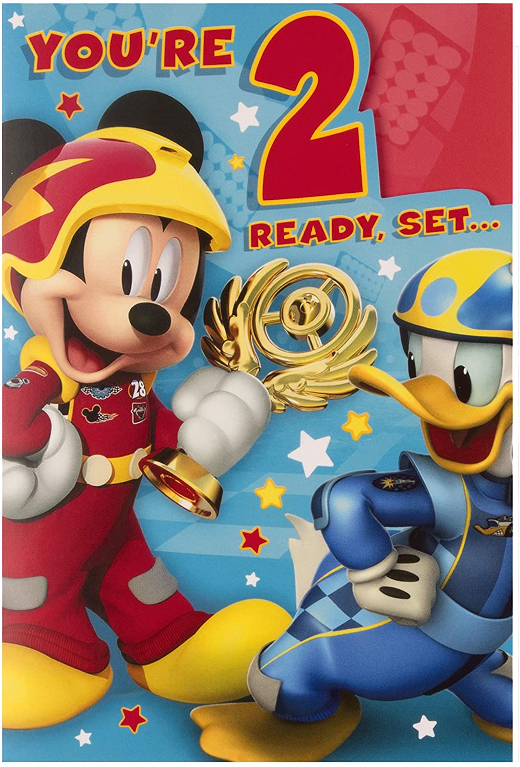 Hallmark 2nd Birthday Card - Disney Mickey Mouse Design, red, 20.2 x 13.8 cm
