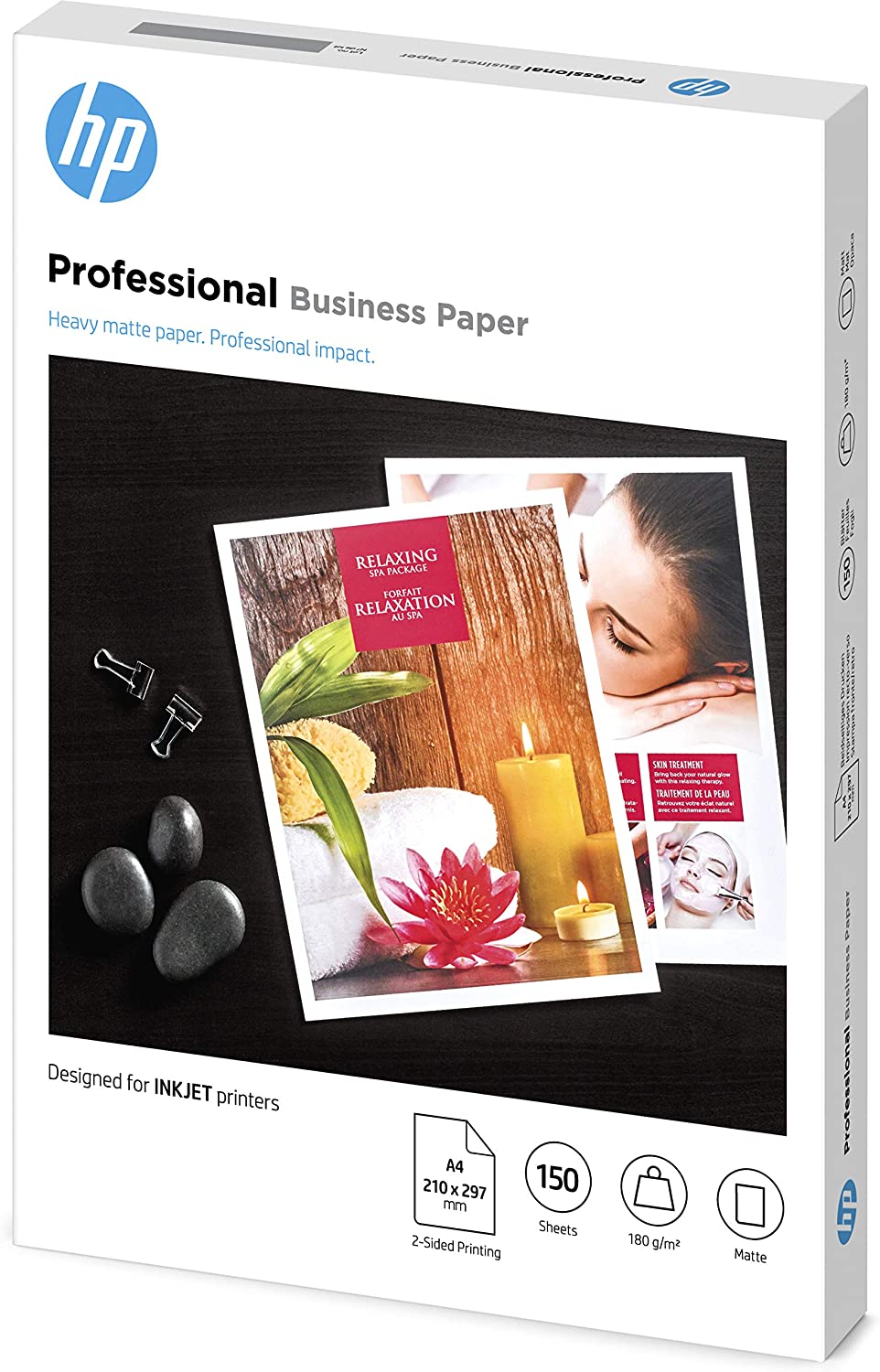 HP 7MV79A Inkjet Professional Matte Business Paper, A4, 180 gsm, 150 Sheets, White, A4 (150 Sheets) - Image 2