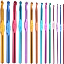 BCMRUN 14 pcs Multicolor Aluminum Crochet Hooks Knitting Needles Craft Yarn 2-10mm