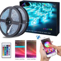 Bluetooth LED Strip 10M Waterproof LED Strips Lights Music Sync Color Changing RGB 12V 5050 Cuttable Sticky LED Lights with Remote&App Control Lights for Bedroom Outdoor Party TV Kitchen Kit(2×5m)