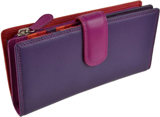 Ladies Leather Tabbed Purse/Wallet by Golunski; Graffiti Gift Box Bright Colours (China Rose)