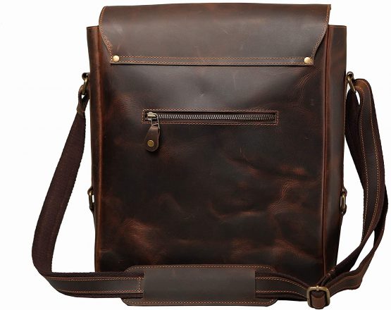 Superior Leather - Men's Leather Messenger Shoulder Bag Business Retro Crazy Horse Leather Crossbody Bag Brown SLG-33 - Image 3