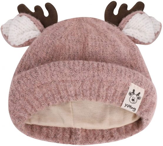 Baby Winter Knitted Hat Cute Deer Beanie Hat Adorable Antler Baby Cap Newborn Baby Photography Prop Cotton Lined Hat Kids Christmas Party Favors for 3-24 Months Baby 40-50cm - Image 4