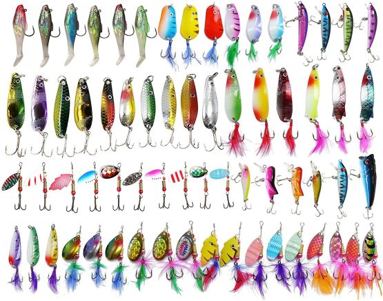 SHADDOCK Fishing Lures Kit Spoon Spinnerbaits Swimbait Crankbaits Minnow Variety Kit Rooster Tail Trout Spinner Salmon Spoons Walleye Assorted Metal Hard Lures Spinners Bait