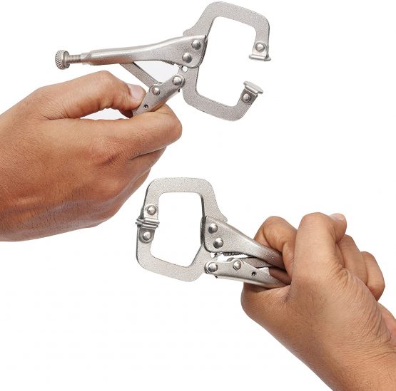 Kurtzy 13.3cm/5.23 Inches Metal Grip Locking C Clamp Pliers with Adjustable Screw and Swivel Pads (4 Pack) - Mini Easy and Quick Release Welding Pliers for Uneven Surfaces, Angles, Crafts & Hobbies - Image 4