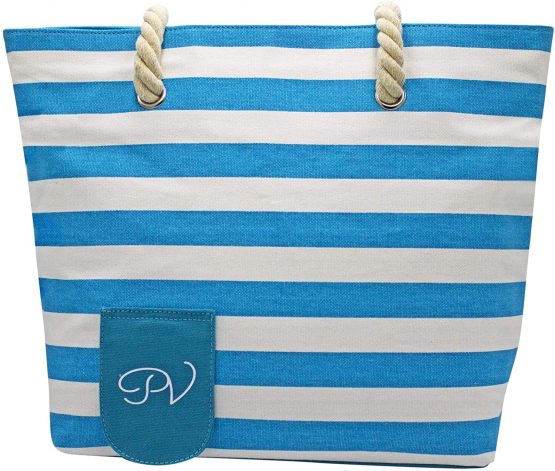 PortoVino Beach Wine Tote (Turquoise/White) - Beach Bag With Hidden, Insulated Compartment, Holds 2 Bottles Of Wine! - Image 3