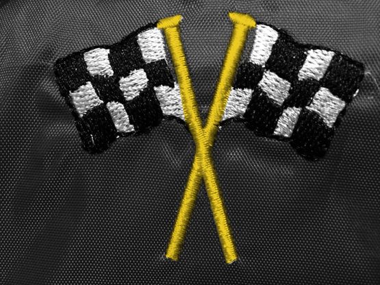 XtremeAuto® Waterproof FRONT Seat Covers with Chequered Flag Logo (Charcoal Grey) - Image 3
