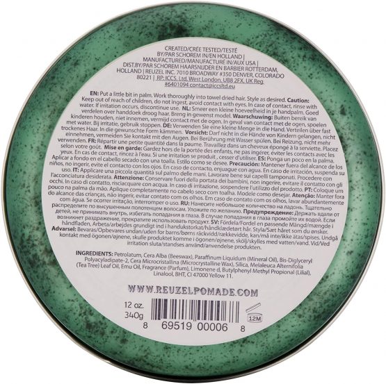 Reuzel Grease Medium Hold Pomade Green Pack of 1 x 12 Oz (340 g)) - Image 2