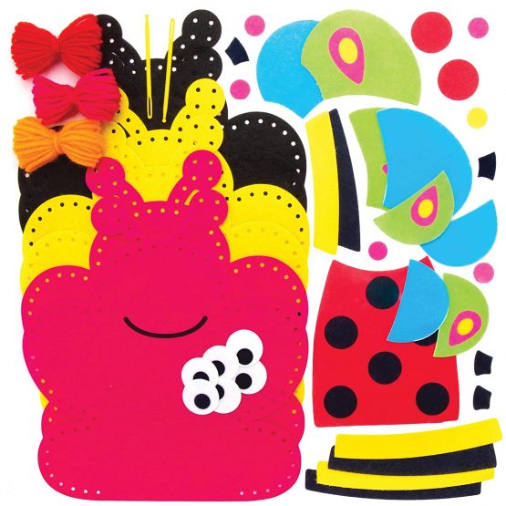 Baker Ross AT618 Bug Hand Puppet Sewing Kits - Pack of 3, Story Telling, Introduction to Sewing for Kids, Great for Art Parties, Schools and Festive Crafting Activities - Image 3