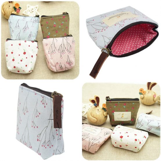 Cute Small Handbag Coin Zip Purse Mini Wallet Pack of 4,Canvas Pouch for Coin,Credit Card, ID Card, Keys, Headset, Lipstick - Image 4